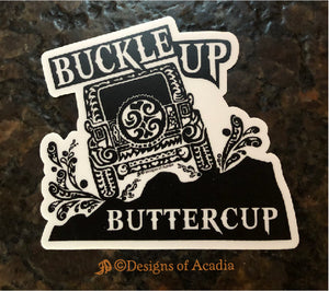 Sticker - "Buckle Up Buttercup - (Rearview) Jeep Tribal Tattoo