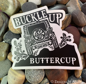 Sticker - "Buckle Up Buttercup - (Rearview) Jeep Tribal Tattoo