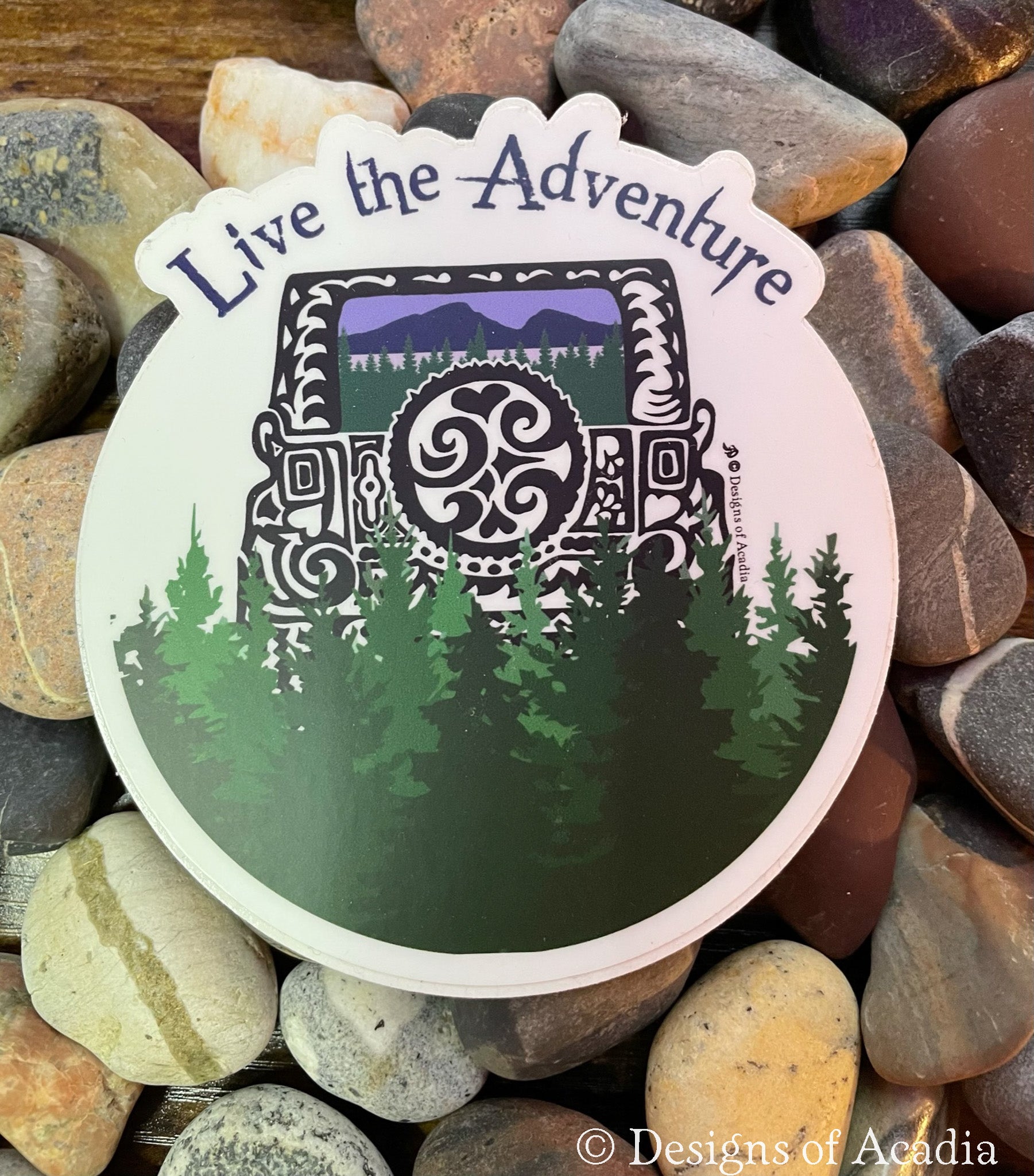 Sticker - "Live the Adventure" - Jeep Rearview Tribal