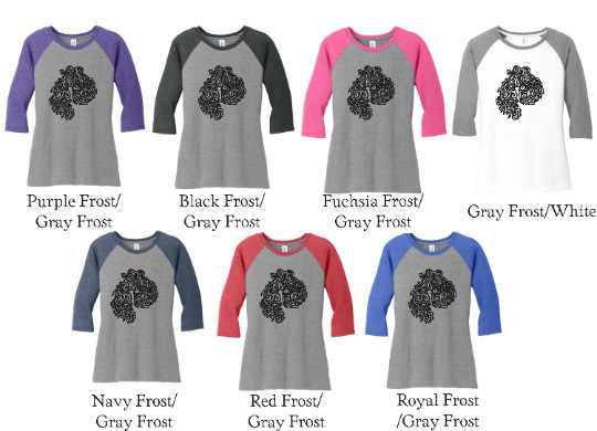 MDI Tribal Tattoo LADIES Tri-Blend Raglan 3/4 Sleeve T-Shirt (S-XXL)
